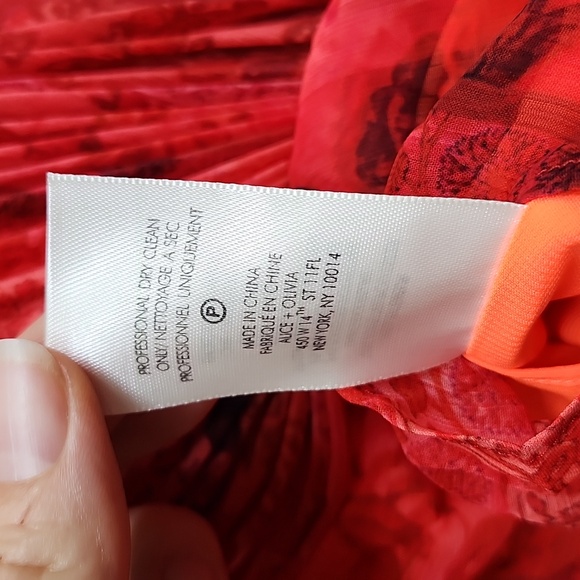 Alice + Olivia Red Orange Pleated Drapey Tank Top, Size S - Picture 8 of 10
